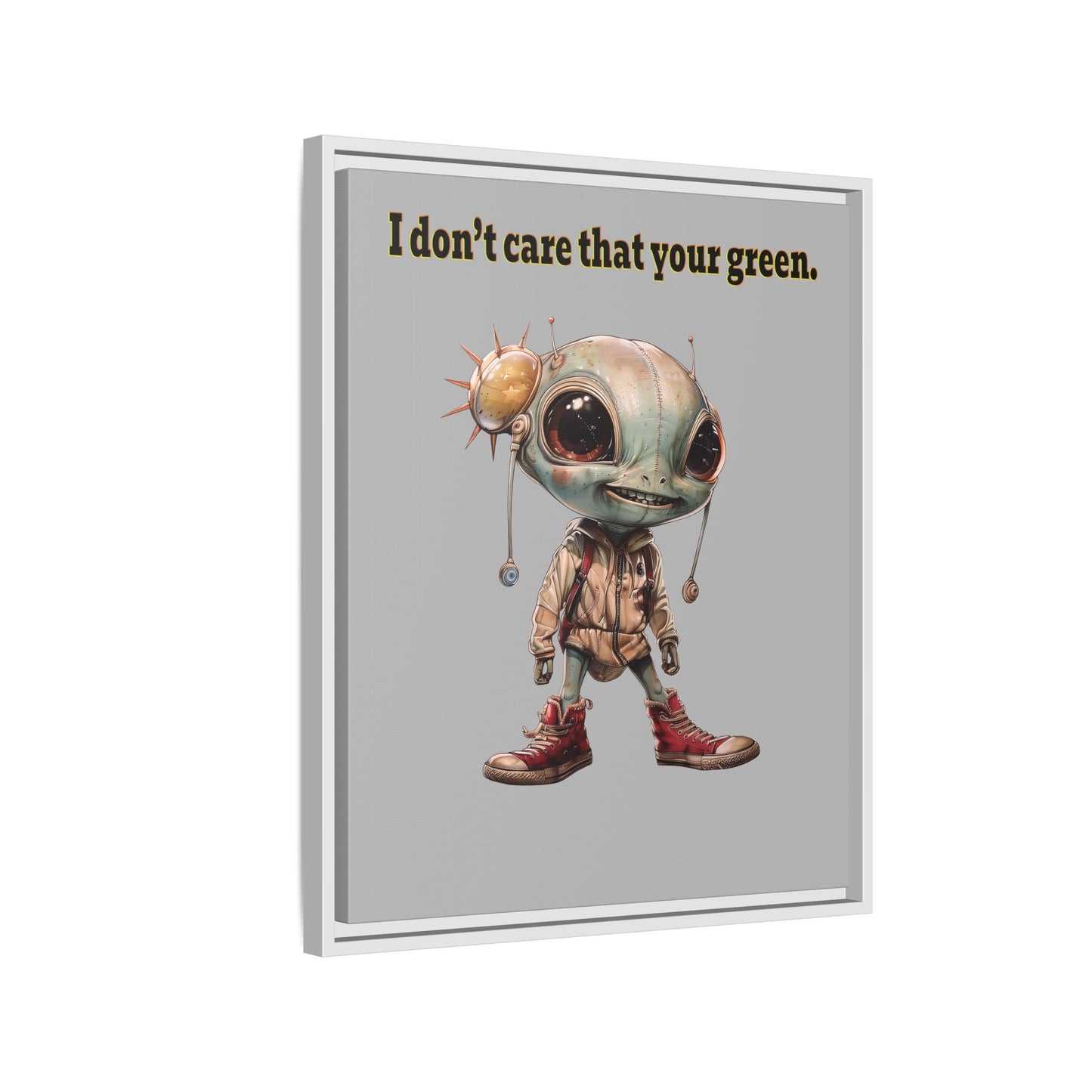 I don't care that your green - framed canvas art (light grey)