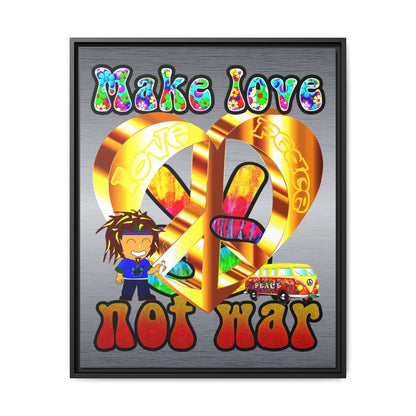 love peace - framed canvas art (brushed nickel)
