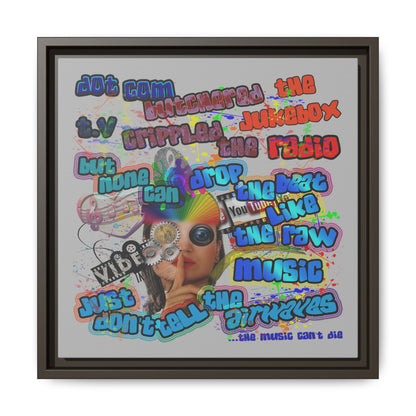 drop the beat - framed canvas art (light grey)
