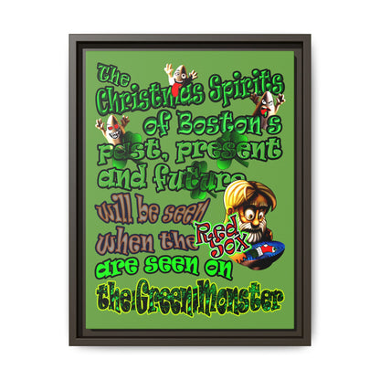 christmas spirits of boston - framed canvas art (green)