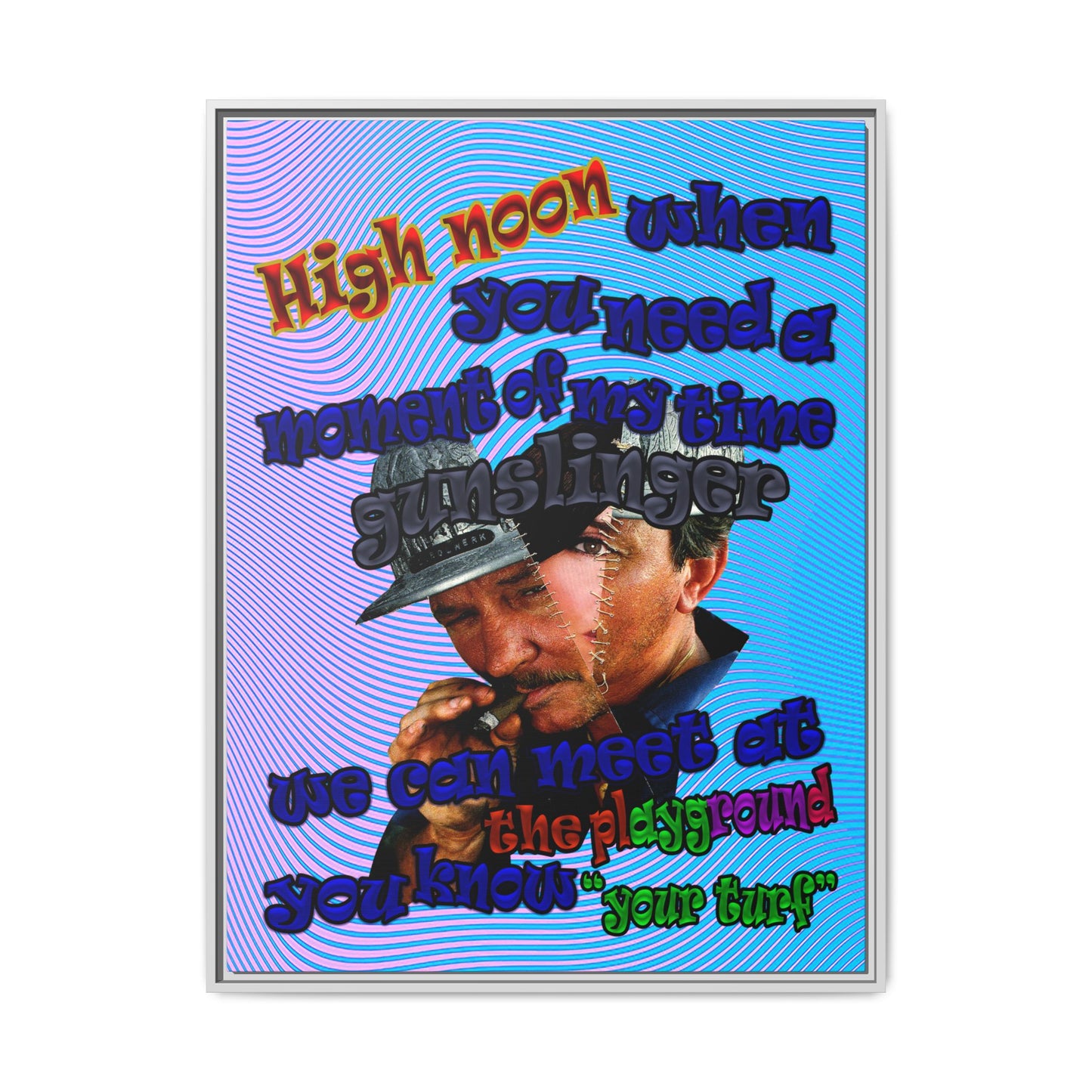 high noon - framed canvas art (light blue-purple wave)