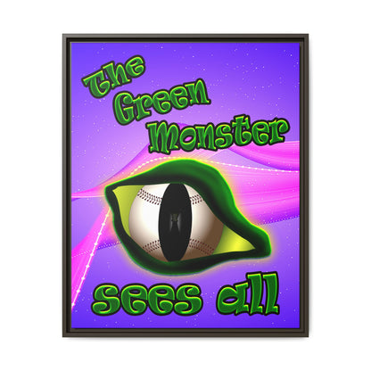 green monster - framed canvas art (purple-pink wave)