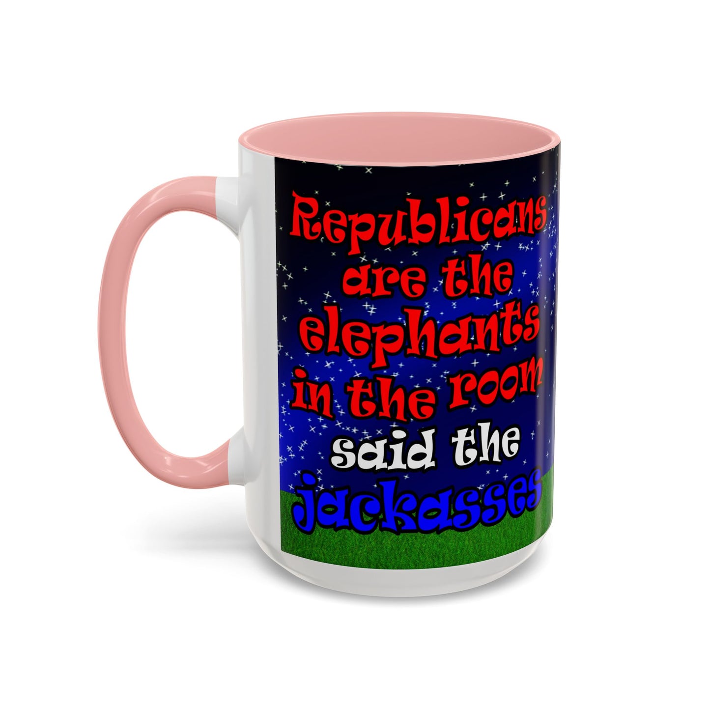 donkeys and elephants - Accent Mug ('snoops' background)