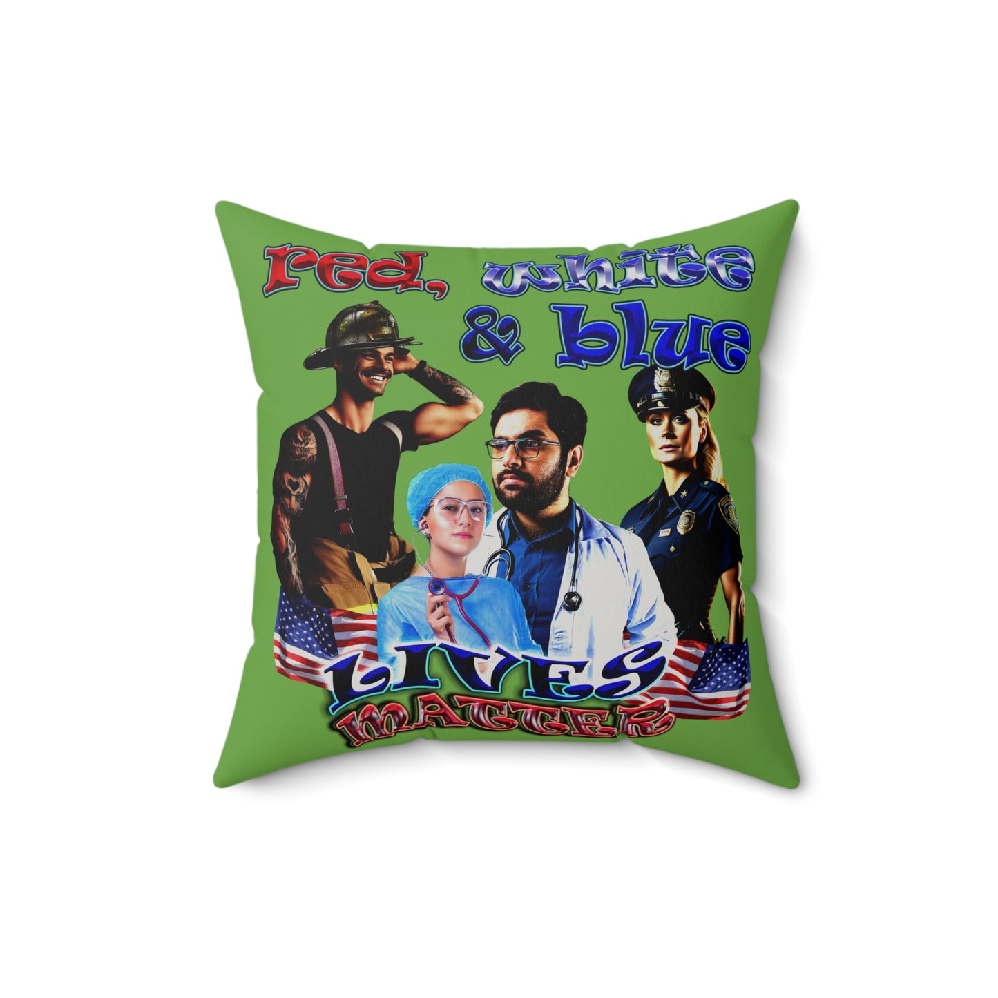 rw&b lives matter - Faux Suede Square Pillow - (green)