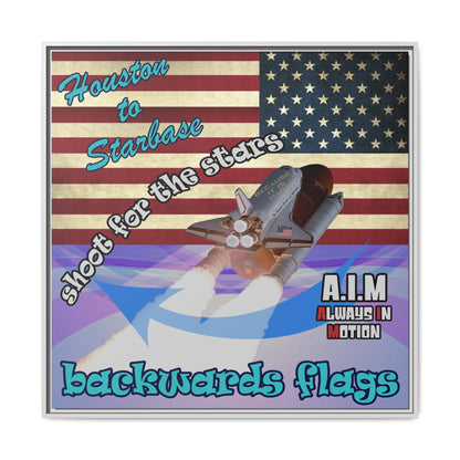 shoot for the stars - framed canvas art (light blue-pink wave)