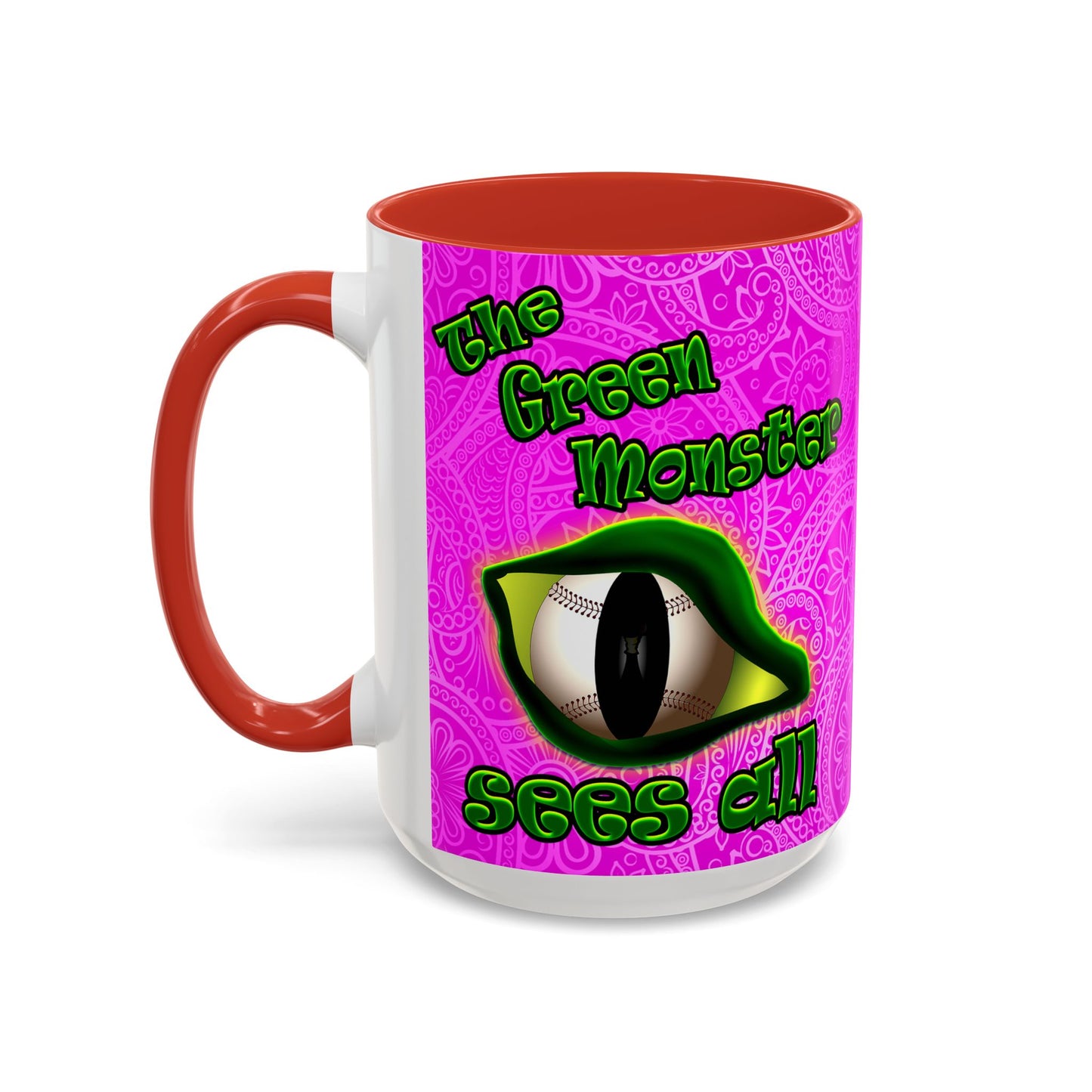 green monster - Accent Mug (pink swirl)