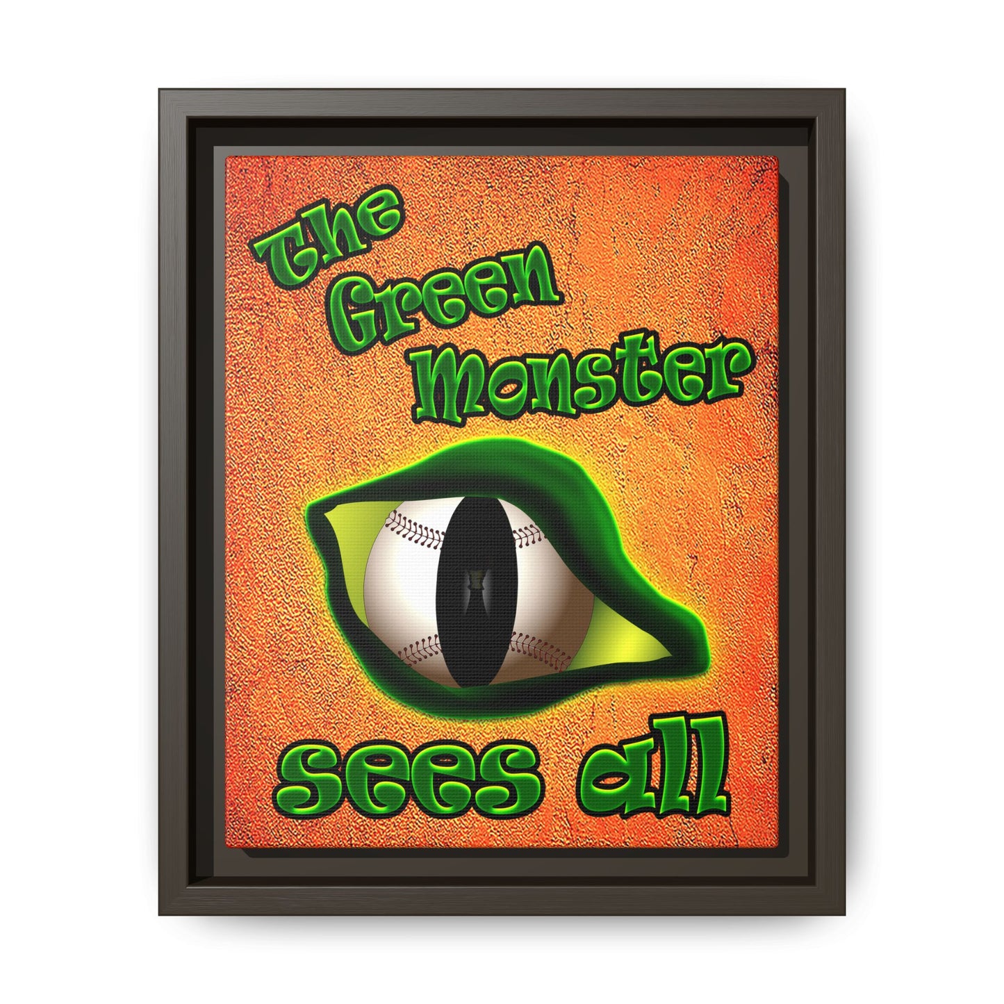 green monster - framed canvas art (burnt orange)