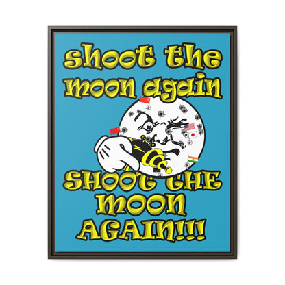 shoot the moon again - framed canvas art (turquoise)