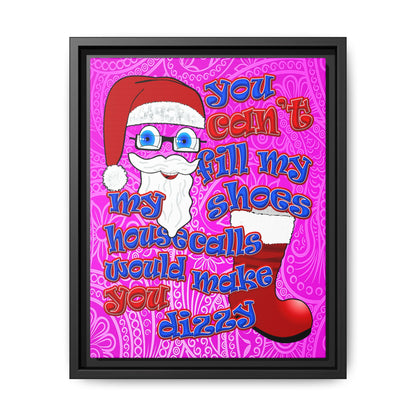 santa's shoes - framed canvas art (pink swirl)