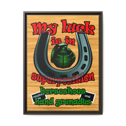 my luck - framed canvas art (butterscotch wood finish)