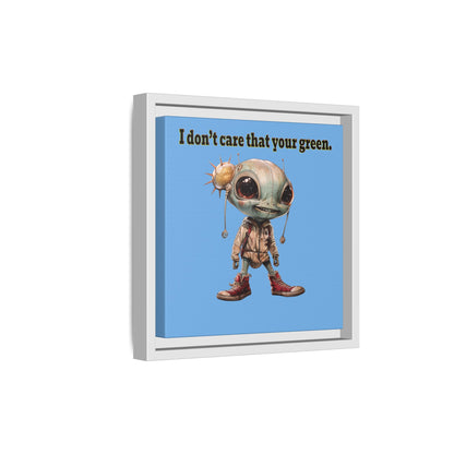 I don't care that your green - framed canvas art (light blue)