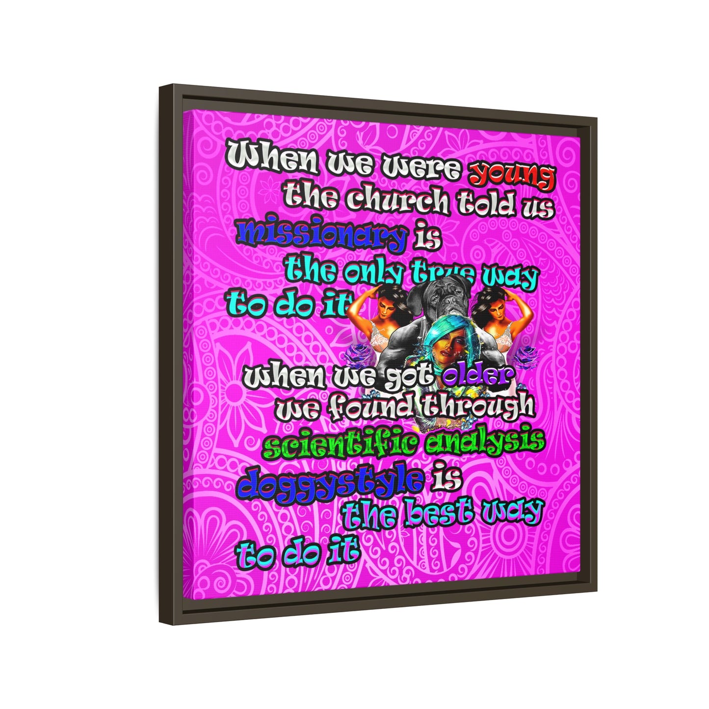 doggystyle - framed canvas art (pink swirl)