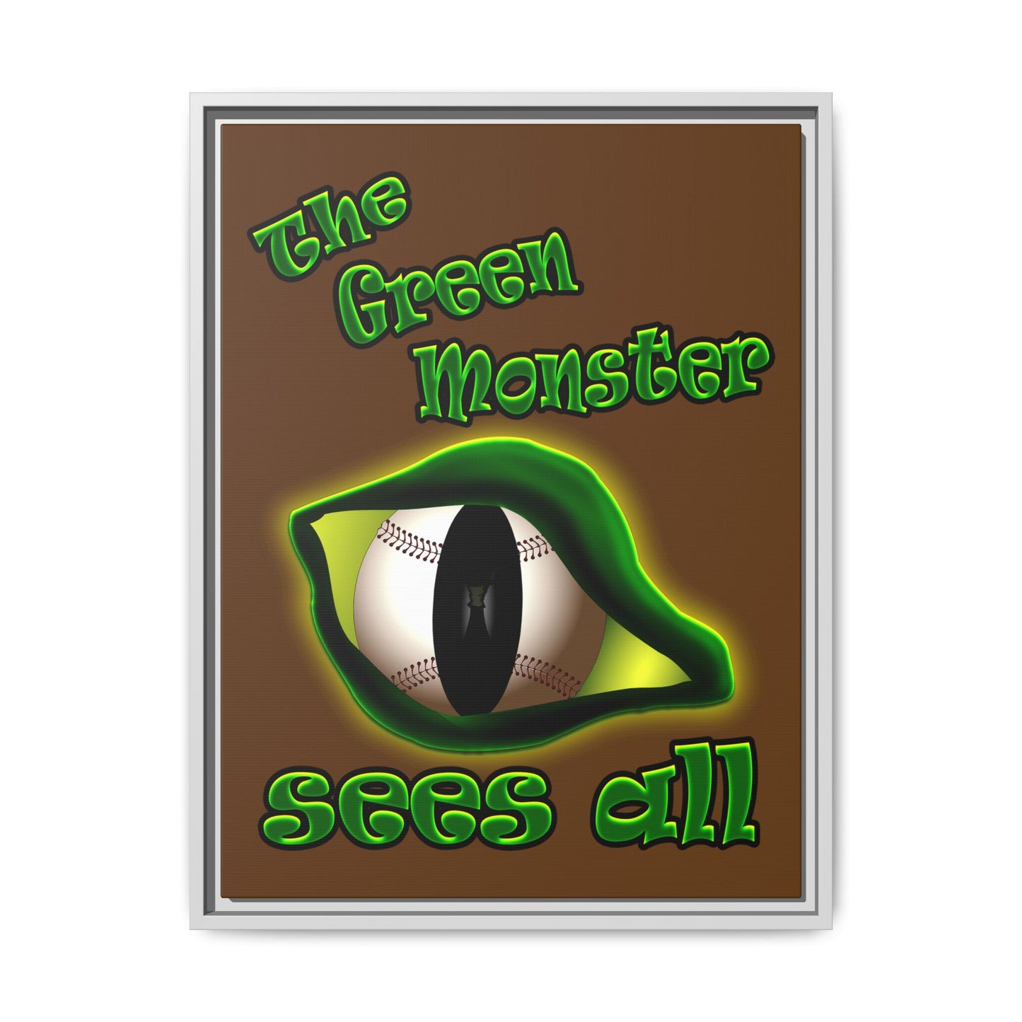 green monster - framed canvas art (brown)