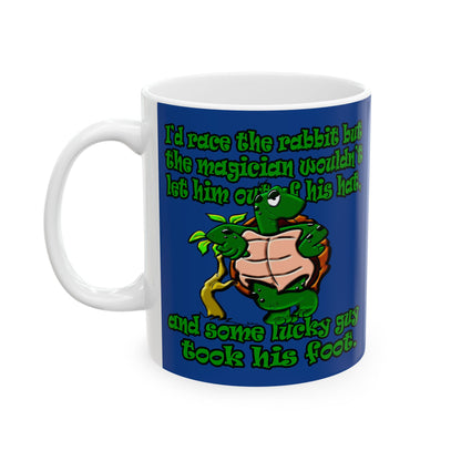turtle race - White Mug (dark blue)