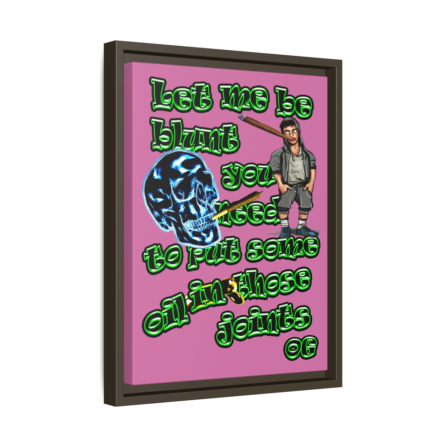 og - framed canvas art (light pink)