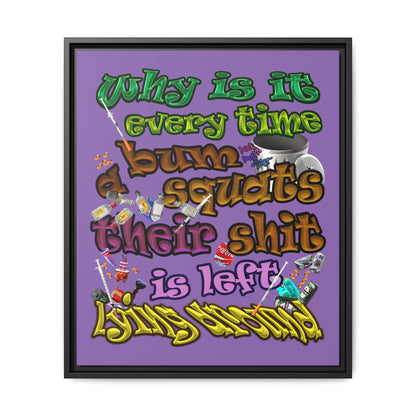 the bum's shit - framed canvas art (light purple)