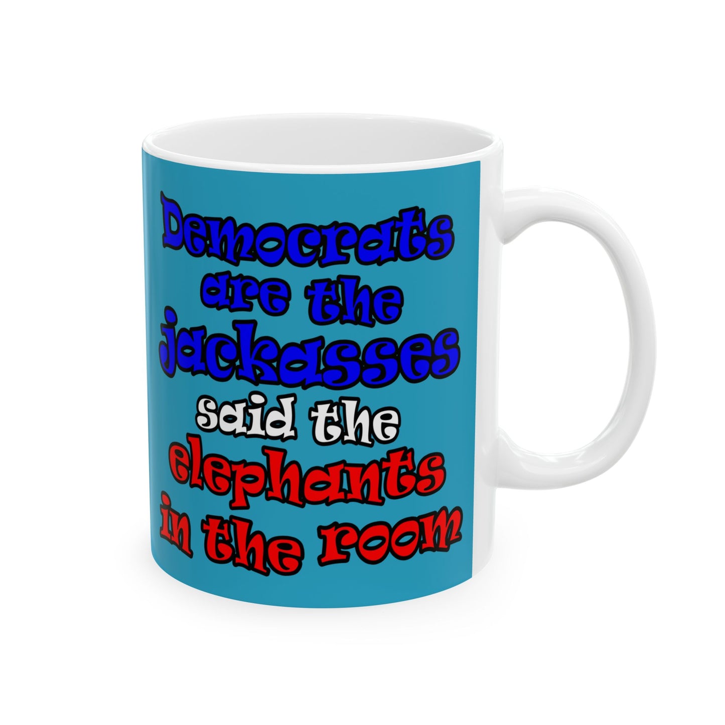 donkeys and elephants - White Mug (turquoise)