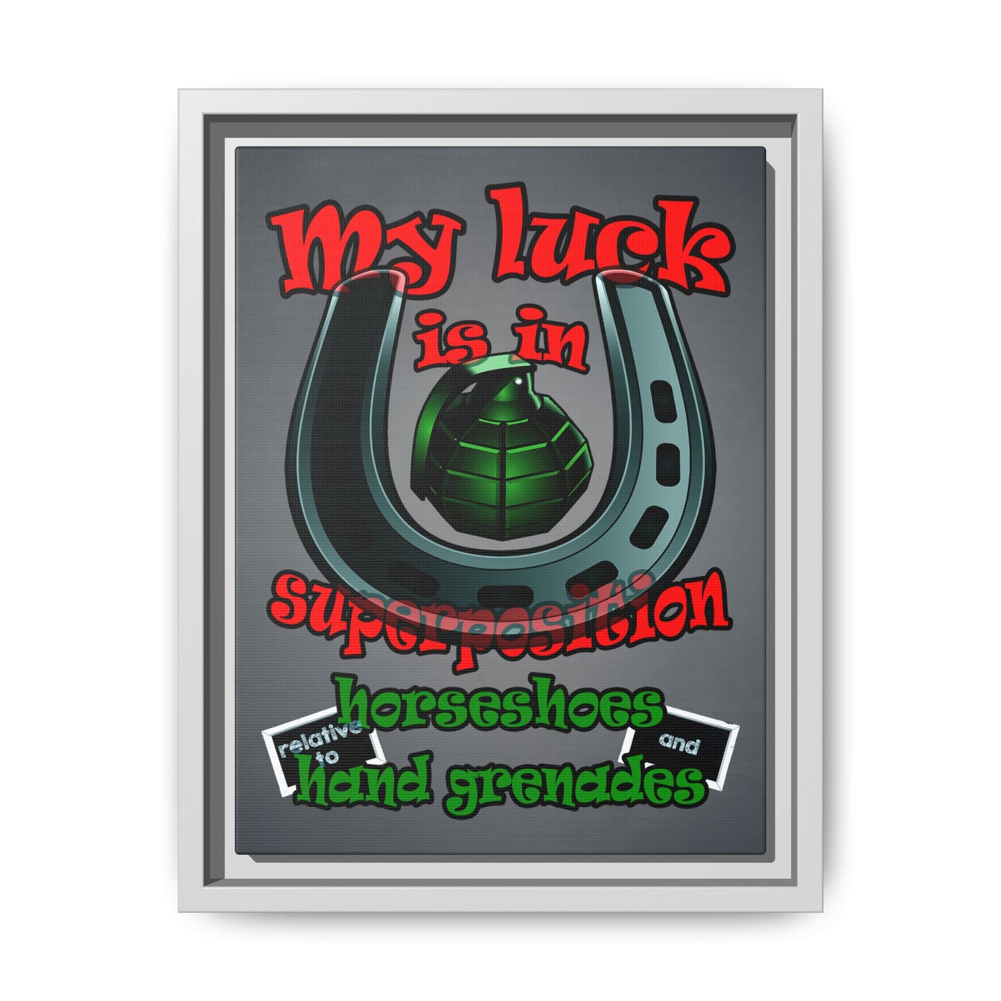 my luck - framed canvas art (grey-light grey)