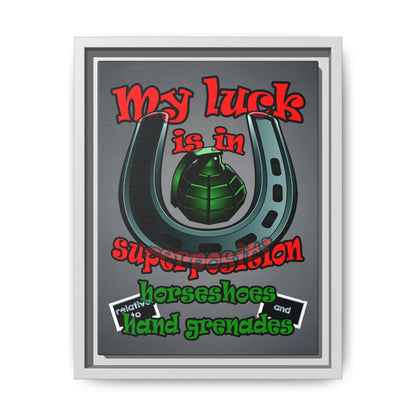 my luck - framed canvas art (grey-light grey)