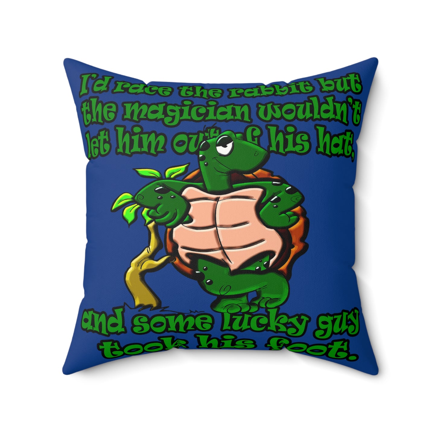 turtle race - Faux Suede Square Pillow - (dark blue)