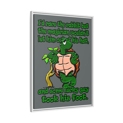 turtle race - framed canvas art (dark grey)