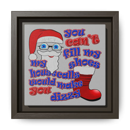 santa's shoes - framed canvas art (light grey)