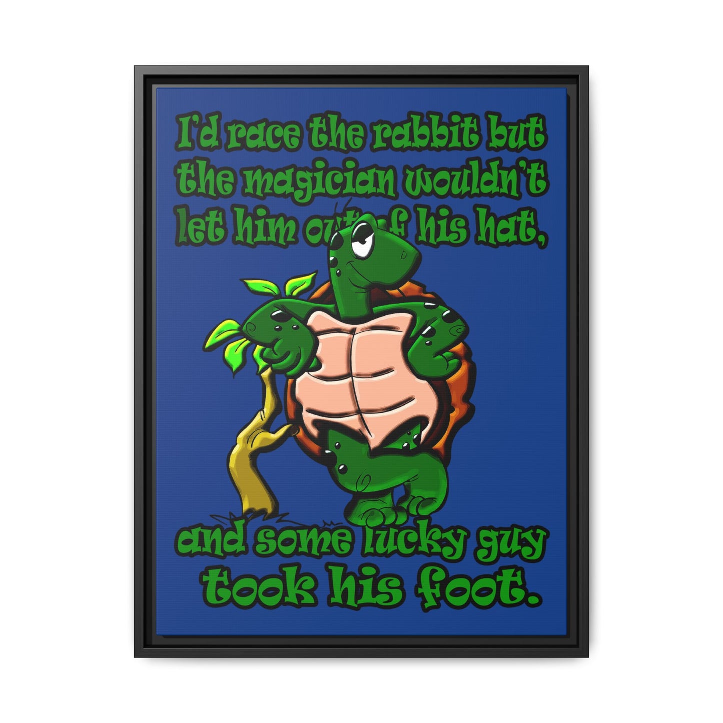 turtle race - framed canvas art (dark blue)