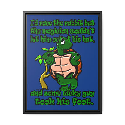 turtle race - framed canvas art (dark blue)