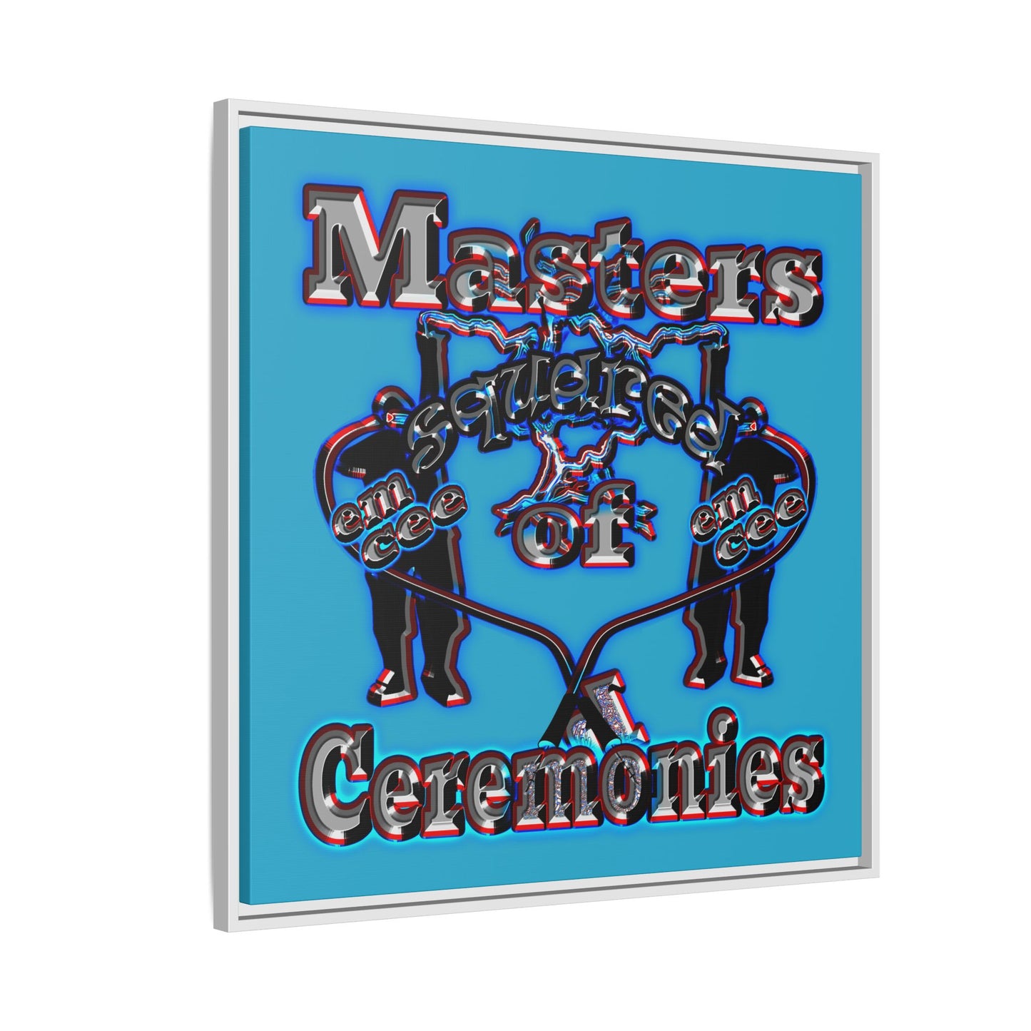 em cee squared - framed canvas art (turquoise)