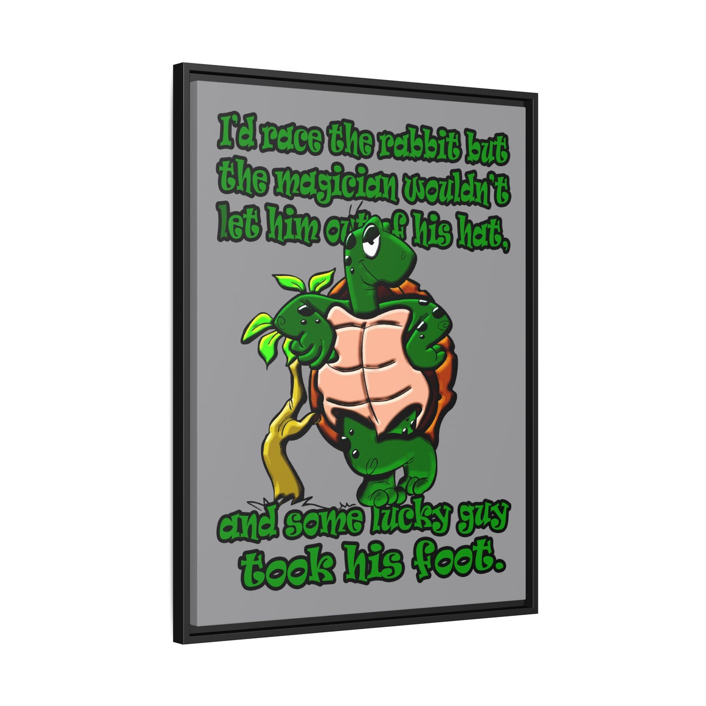 turtle race - framed canvas art (grey)