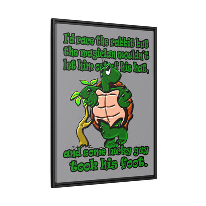 turtle race - framed canvas art (grey)