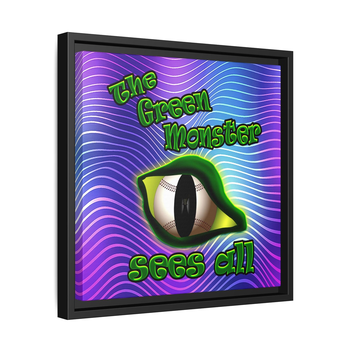 green monster - framed canvas art (purple wave)