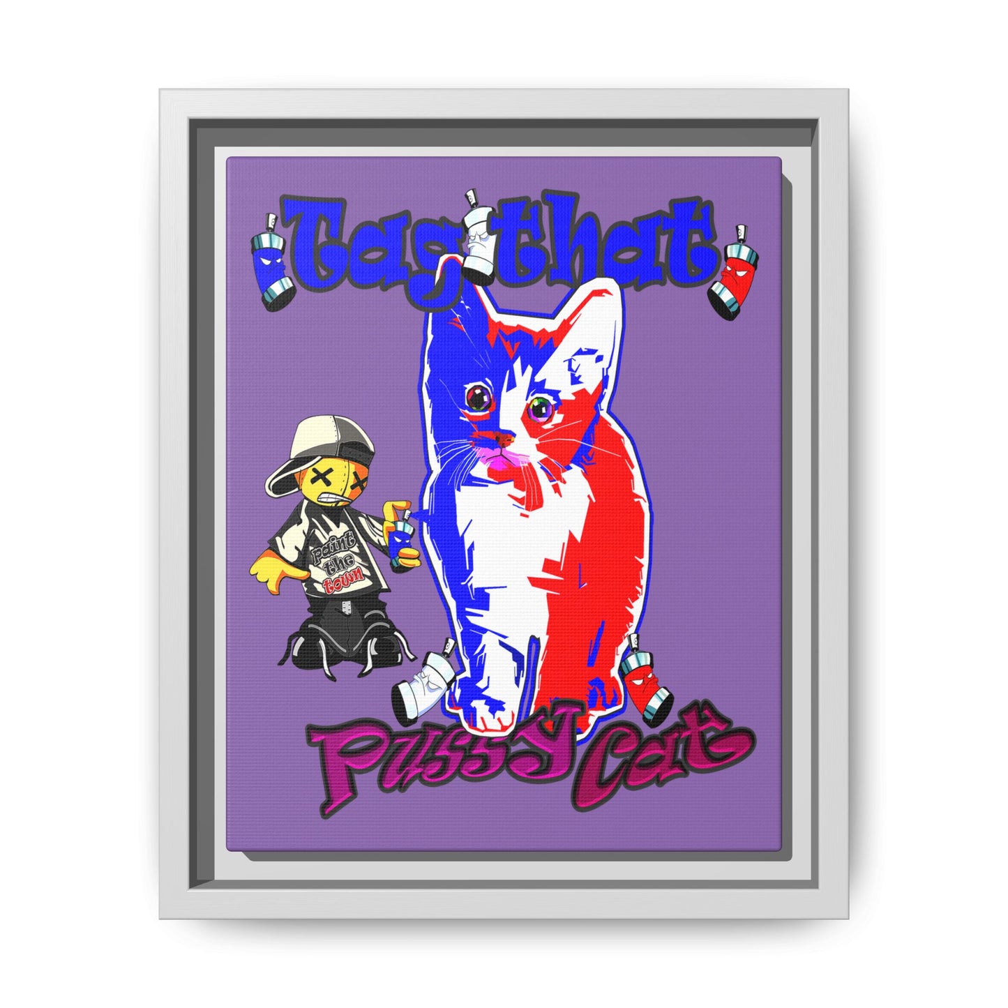 tag that - framed canvas art (light purple)