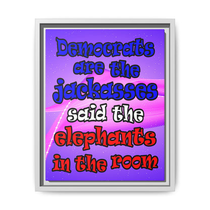donkeys and elephants - framed canvas art (purple-pink wave)