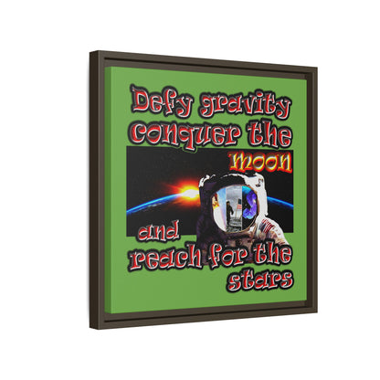 defy conquer reach - framed canvas art (green)
