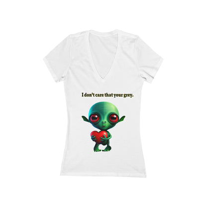 I don't care that your grey - Women's Jersey Short Sleeve Deep V-Neck Tee