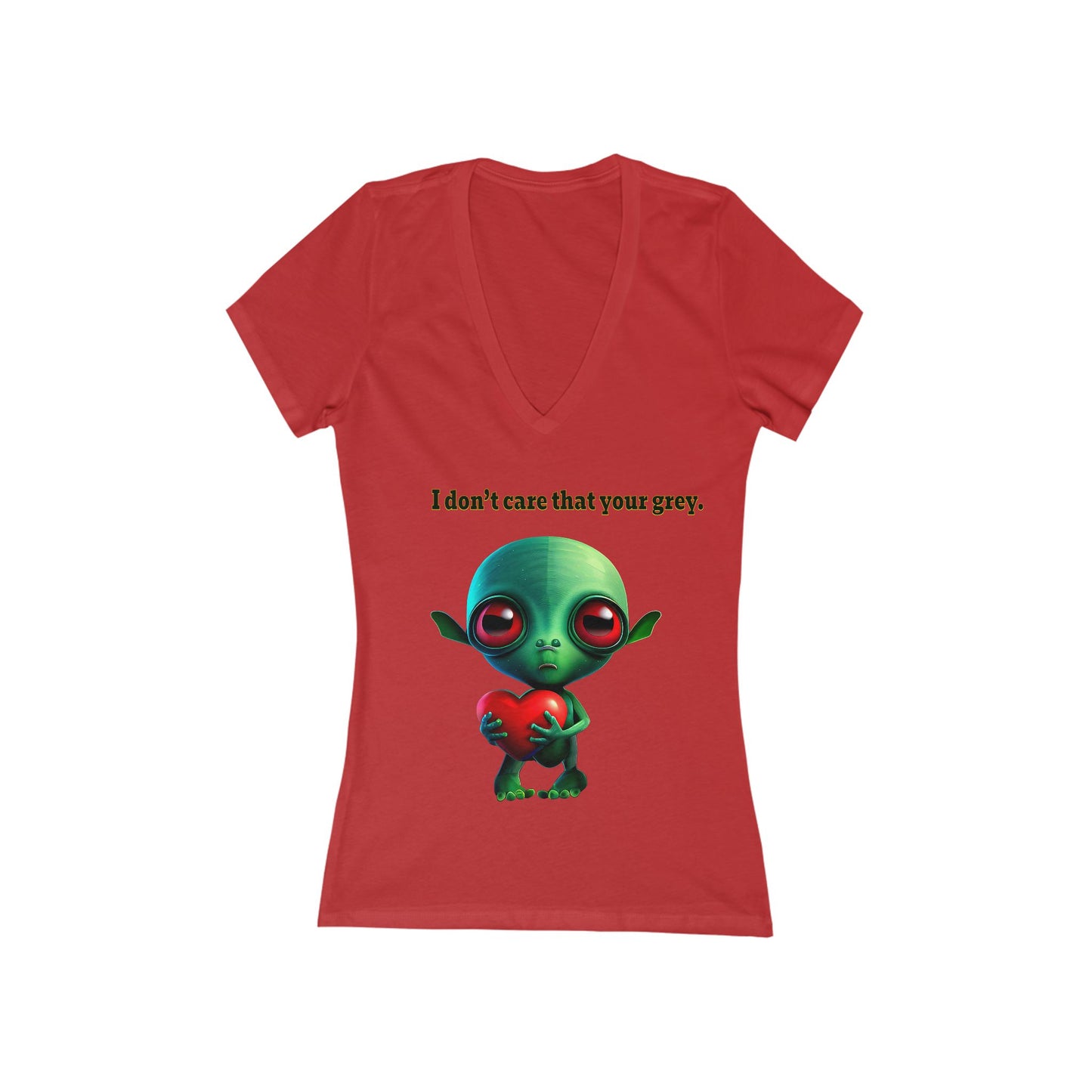 I don't care that your grey - Women's Jersey Short Sleeve Deep V-Neck Tee
