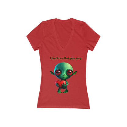 I don't care that your grey - Women's Jersey Short Sleeve Deep V-Neck Tee