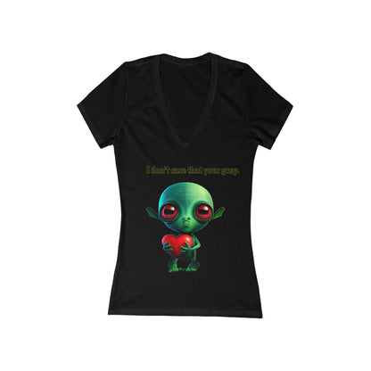 I don't care that your grey - Women's Jersey Short Sleeve Deep V-Neck Tee