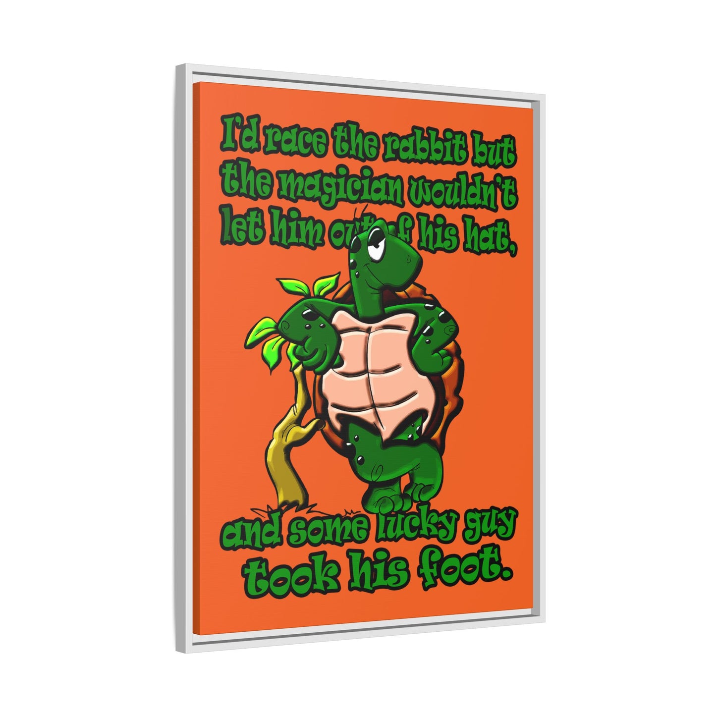 turtle race - framed canvas art (orange)