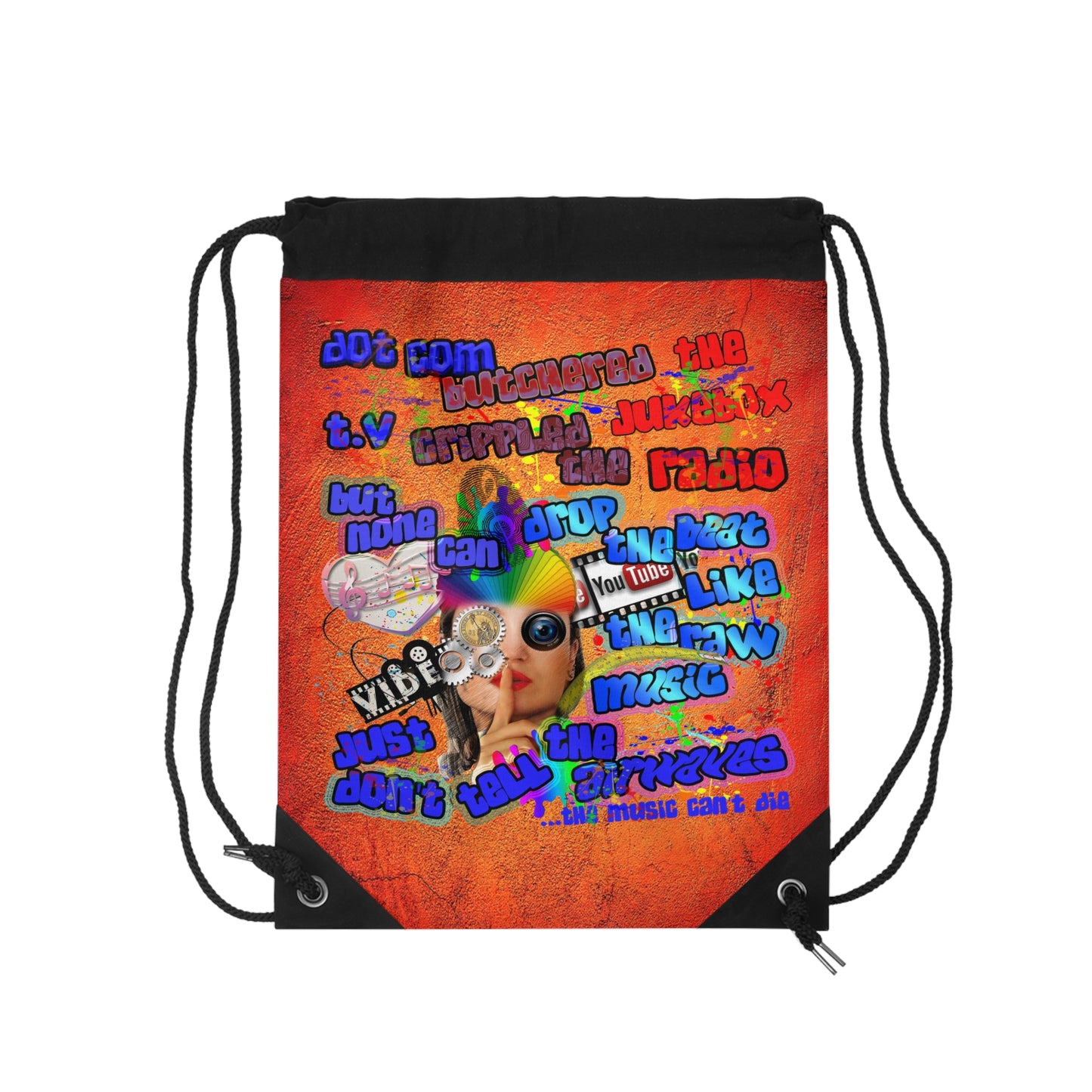 drop the beat - Drawstring Bag (burnt orange)