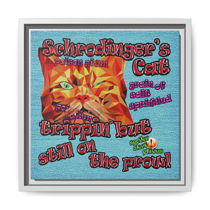 schrodinger's cat - framed canvas art (faded blue)