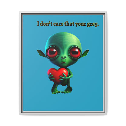 I don't care that your grey - framed canvas art (turquoise)