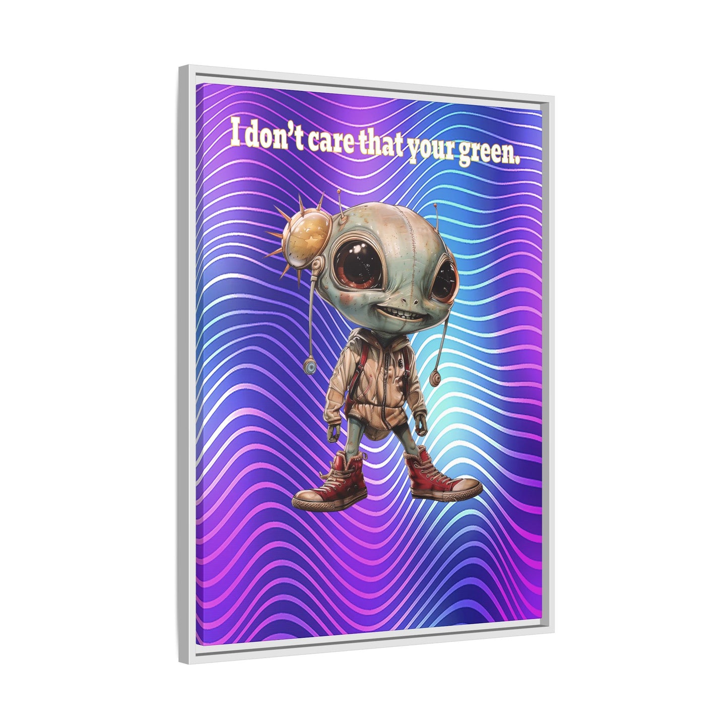 I don't care that your green - framed canvas art (purple wave)