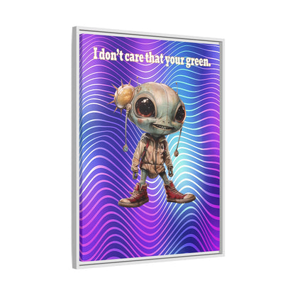 I don't care that your green - framed canvas art (purple wave)