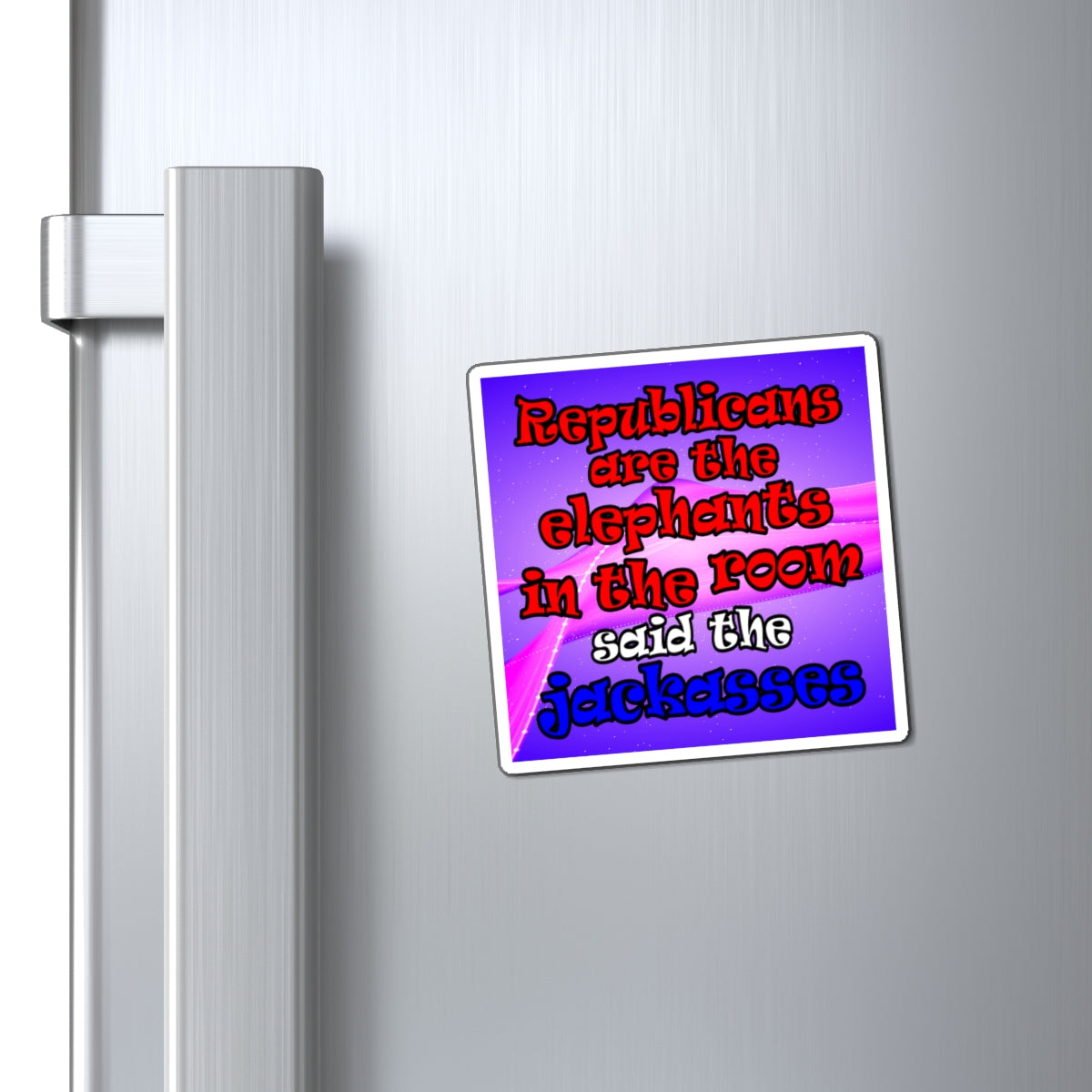 donkeys and elephants - Magnets - (purple-pink wave)