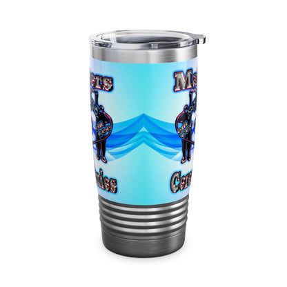 em cee squared - Ringneck Tumbler, 20oz (light blue-pink wave)