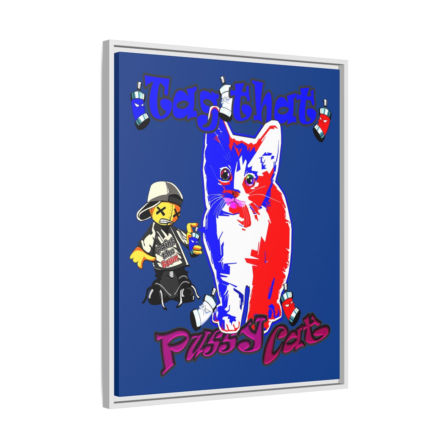 tag that - framed canvas art (dark blue)