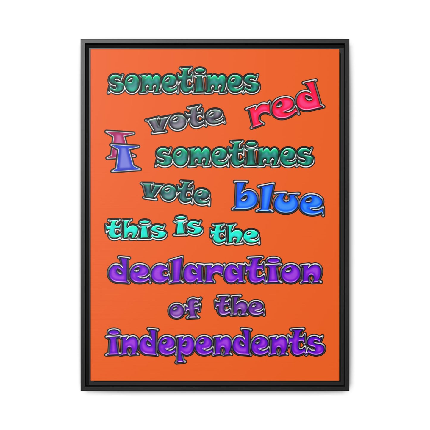declaration of the independents - framed canvas art (orange)