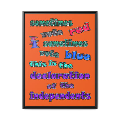 declaration of the independents - framed canvas art (orange)